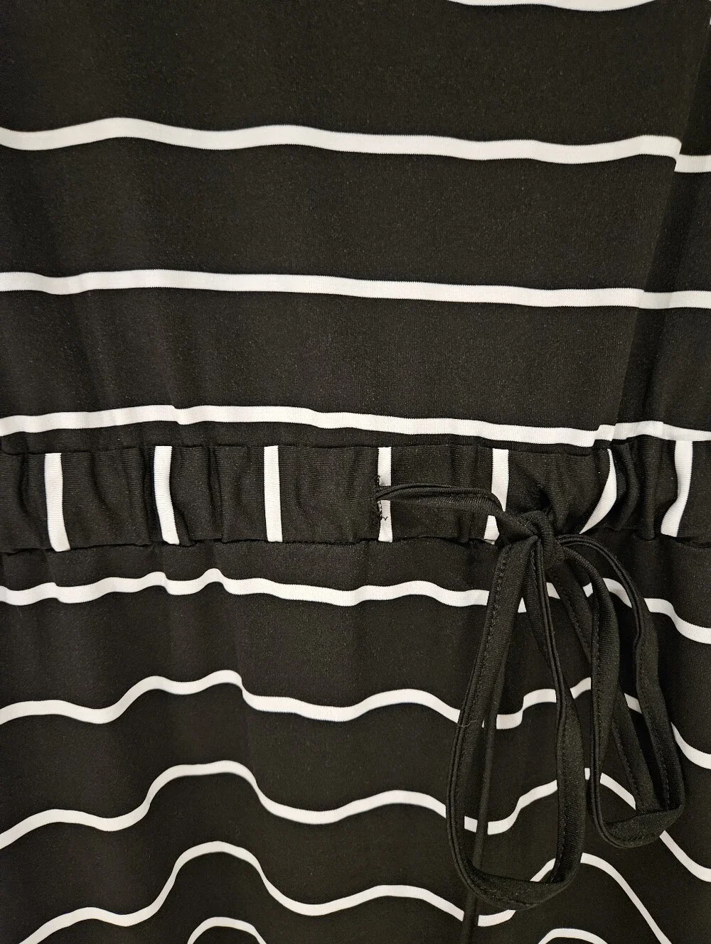 SHEIN Black & White Striped Drawstring Mini Dress NWOT MEDIUM